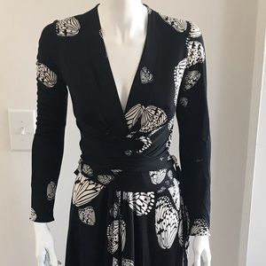 Issa Black Silk Knee Length Wrap Dress